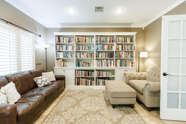 3709 156th St, Lubbock, TX 79423 - sitting room featuring ornamental molding, tile patterned flooring, and recessed lighting