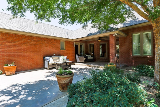 3709 156th St, Lubbock, TX 79423 - view of patio / terrace featuring outdoor lounge area and ceiling fan