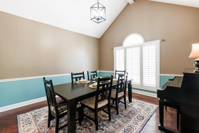 3709 156th St, Lubbock, TX 79423 - dining room with high vaulted ceiling and dark wood-type flooring
