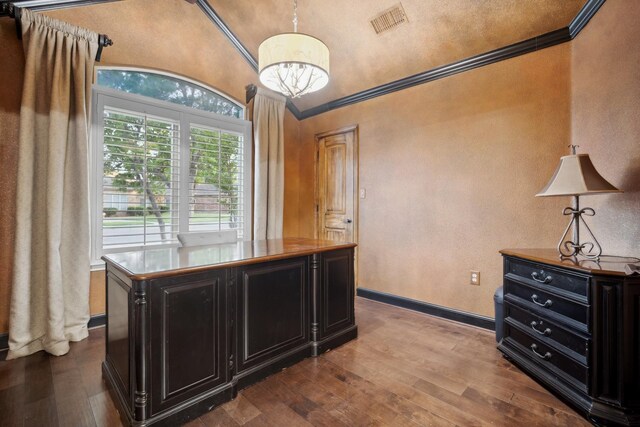 office space featuring hardwood / wood-style flooring