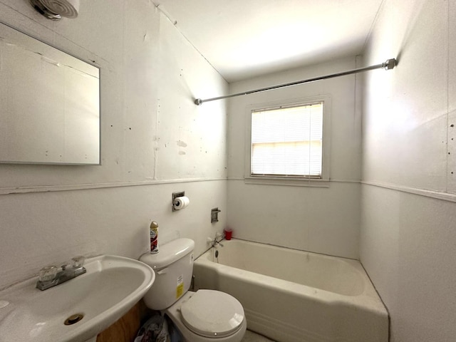 full bathroom with shower / tub combination, sink, and toilet