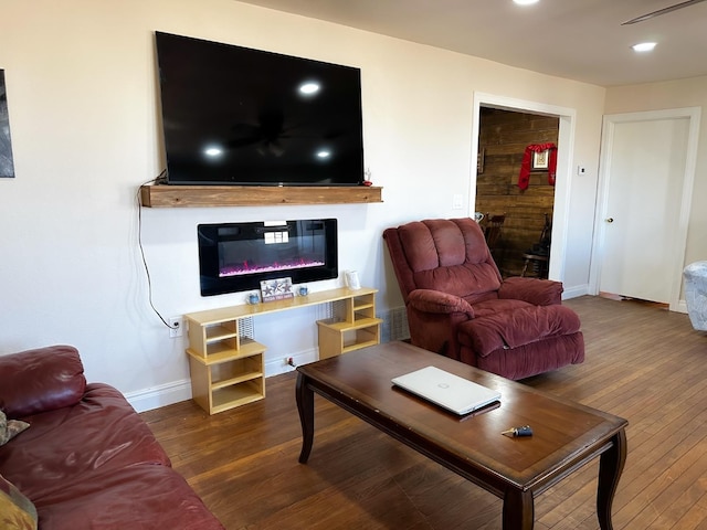 living room with hardwood / wood-style floors