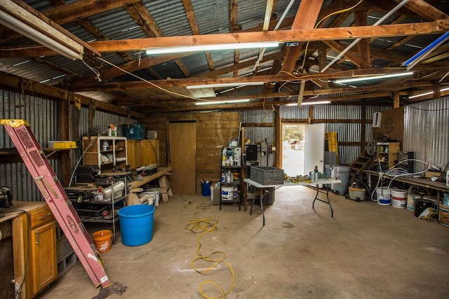 garage featuring metal wall