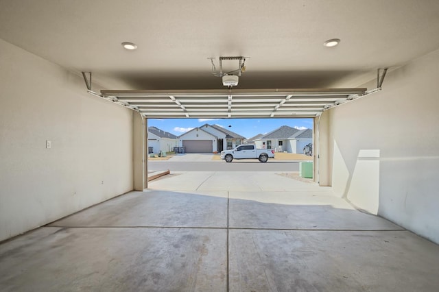 garage with a garage door opener