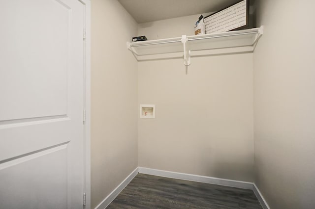 washroom featuring dark hardwood / wood-style floors and washer hookup