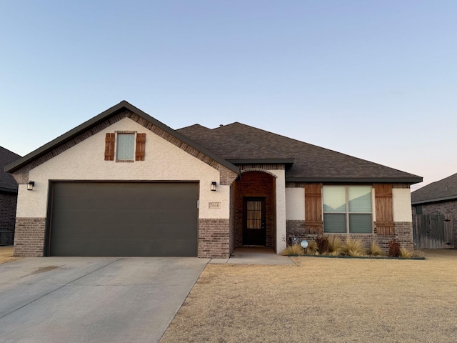 view of front of house with a garage