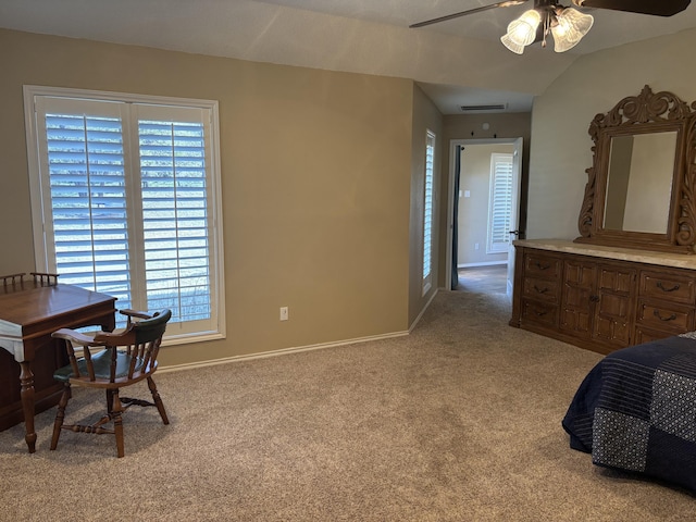 1 Squaw Ln, Ransom Canyon, TX 79366 - bedroom with light colored carpet, multiple windows, and ceiling fan