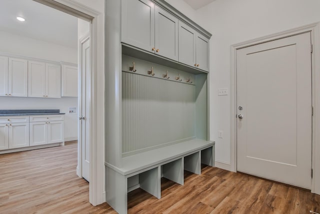 mudroom featuring light wood-type flooring