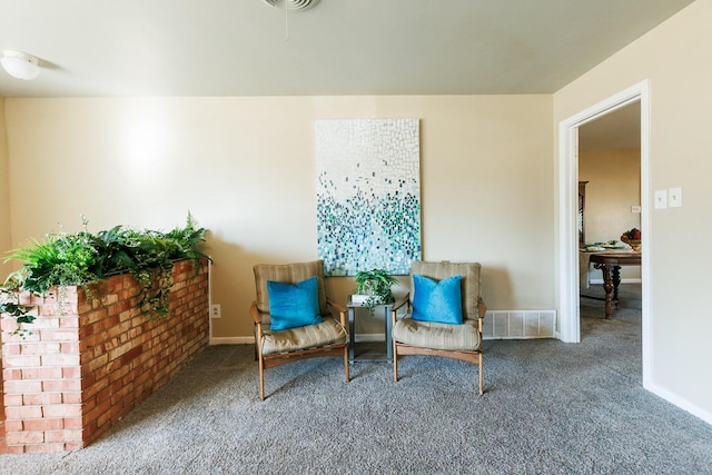 sitting room featuring carpet flooring