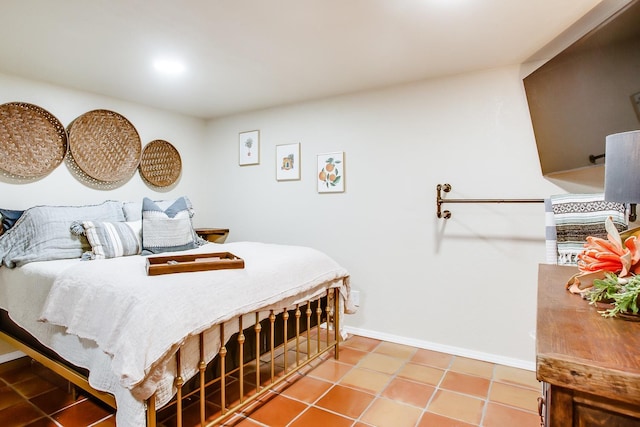 bedroom featuring tile patterned flooring