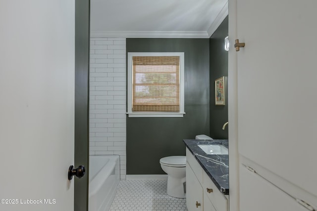 4013 48th St, Lubbock, TX 79413 - bathroom featuring vanity, tile patterned flooring, and crown molding