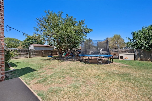 view of yard featuring a trampoline