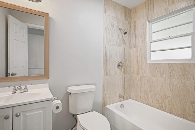 5217 45th St, Lubbock, TX 79414 - bathroom featuring toilet, vanity, and tub / shower combination