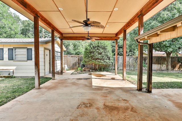 view of patio with ceiling fan