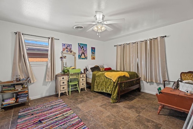 bedroom featuring ceiling fan