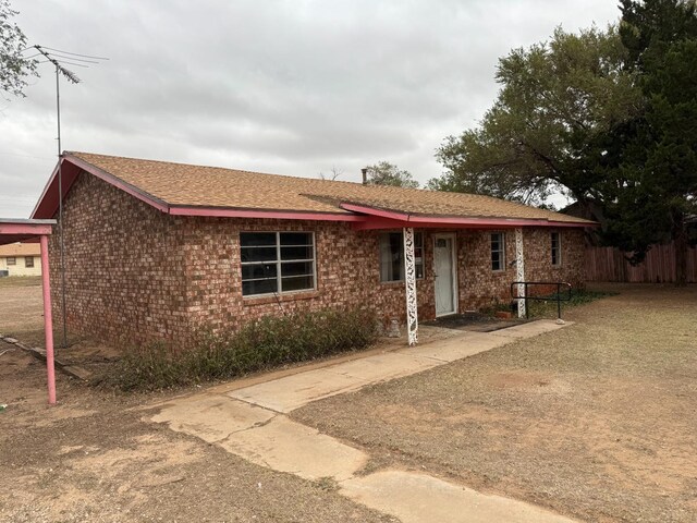 view of single story home