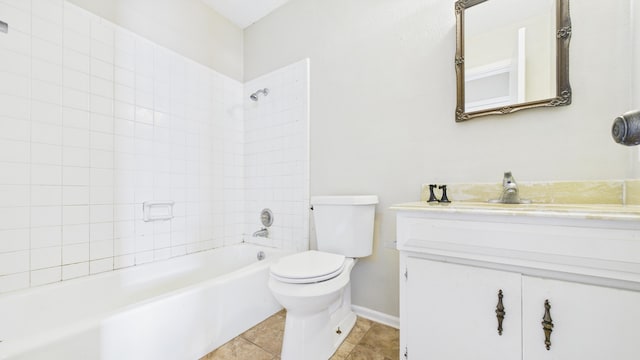 5768 38th St, Lubbock, TX 79407 - full bathroom with baseboards, bathing tub / shower combination, toilet, tile patterned flooring, and vanity