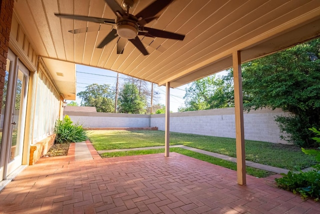 view of patio / terrace with ceiling fan