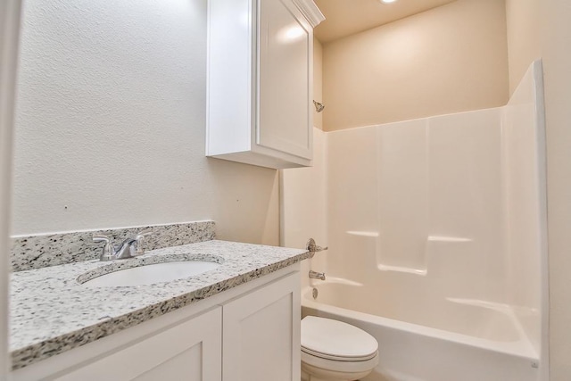 full bathroom with vanity, toilet, and shower / bath combination