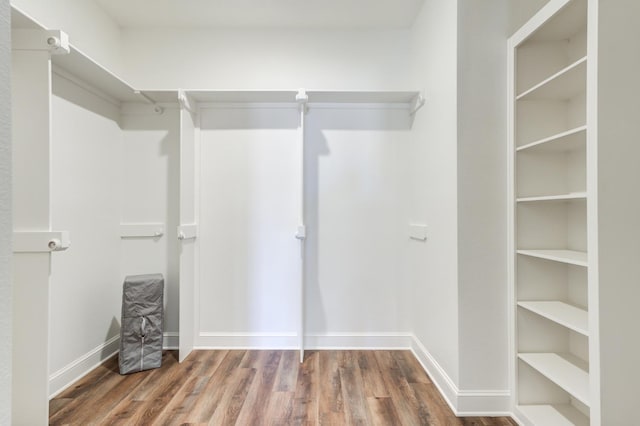 walk in closet featuring wood finished floors