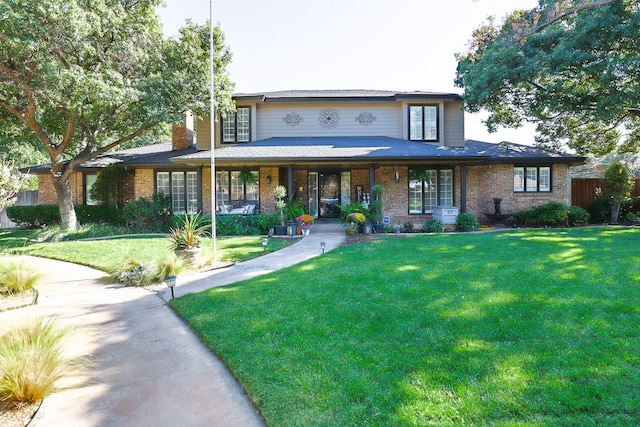 view of front of property with a front lawn