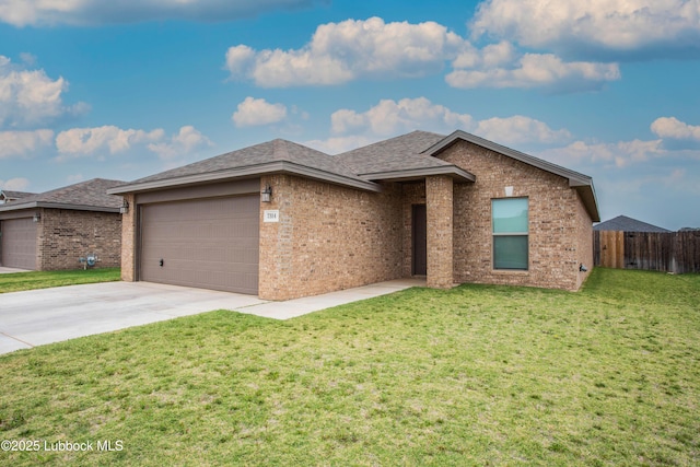 7314 29th St, Lubbock, TX 79407 - single story home with an attached garage, driveway, brick siding, and a shingled roof