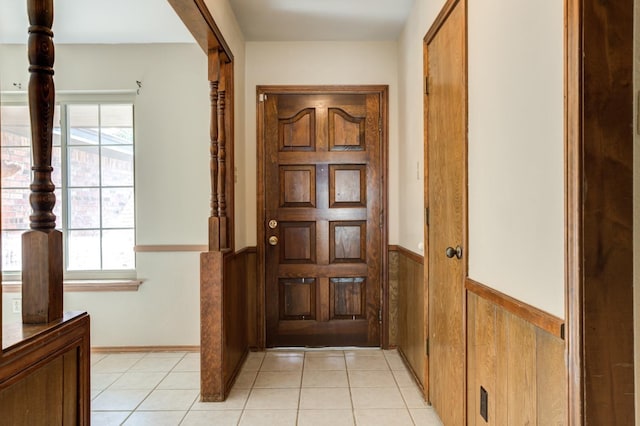 entryway featuring light tile patterned flooring