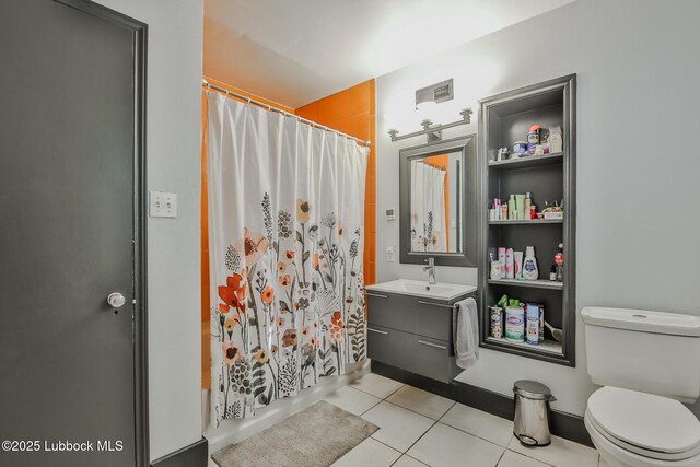 1901 31st St, Lubbock, TX 79411 - bathroom with vanity, tile patterned flooring, toilet, and shower / tub combo