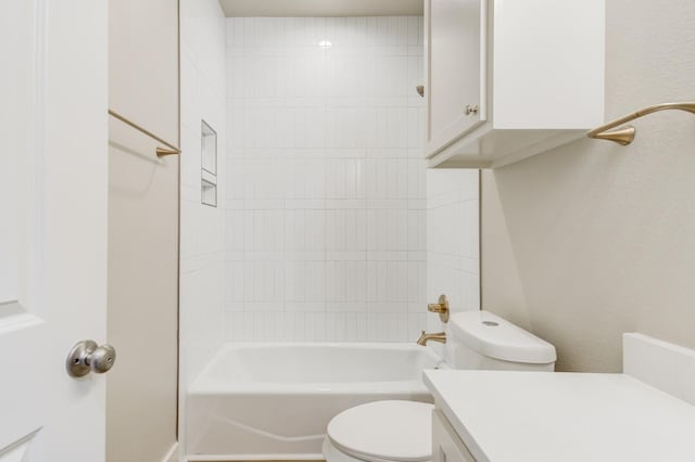 full bathroom featuring vanity, toilet, and shower / washtub combination