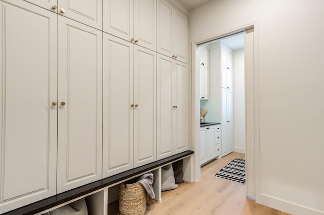 mudroom with light wood-type flooring