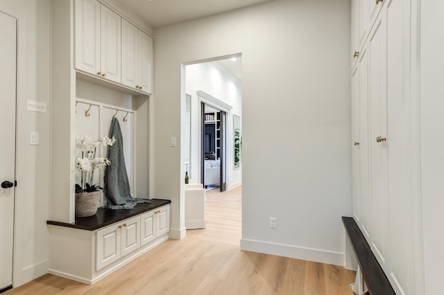 mudroom featuring light wood-type flooring