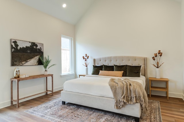 4610 138th Pl, Lubbock, TX 79424 - bedroom with wood finished floors, high vaulted ceiling, and recessed lighting