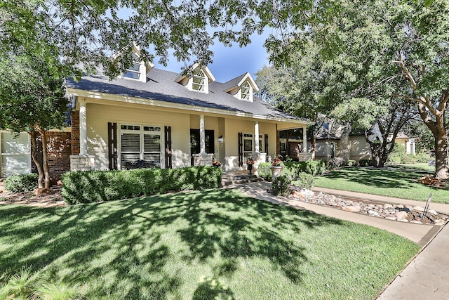 view of front facade with a porch and a front yard