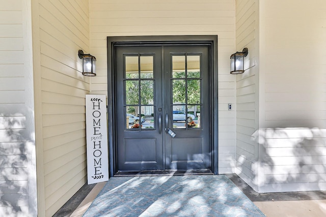 doorway to property with french doors