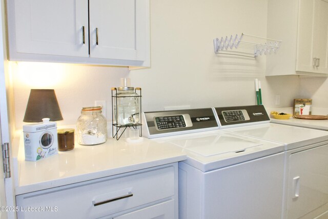 1023 N Fulton Ave, Lubbock, TX 79416 - laundry room featuring separate washer and dryer and cabinet space