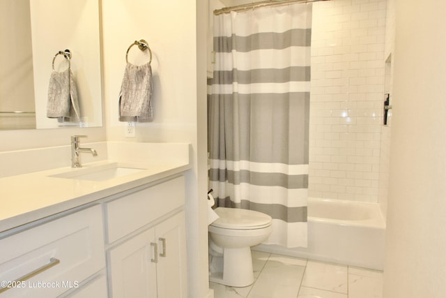 1023 N Fulton Ave, Lubbock, TX 79416 - bathroom featuring vanity, toilet, and shower / bath combo with shower curtain
