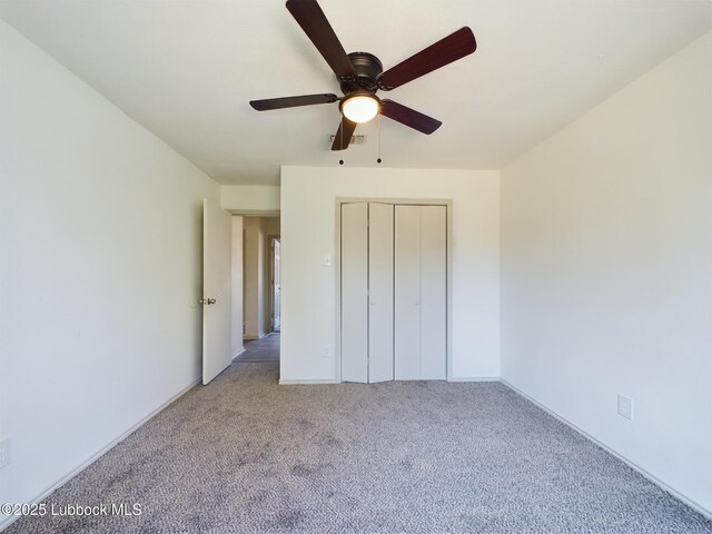 3419 101st St, Lubbock, TX 79423 - unfurnished bedroom with carpet flooring, a closet, and ceiling fan