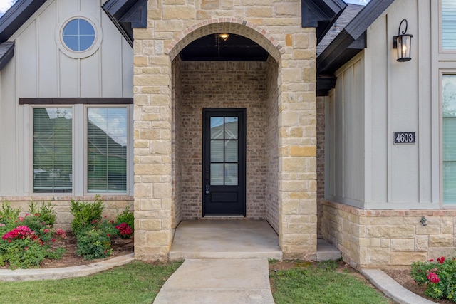 4603 140th St, Lubbock, TX 79424 - entrance to property with board and batten siding, stone siding, and brick siding