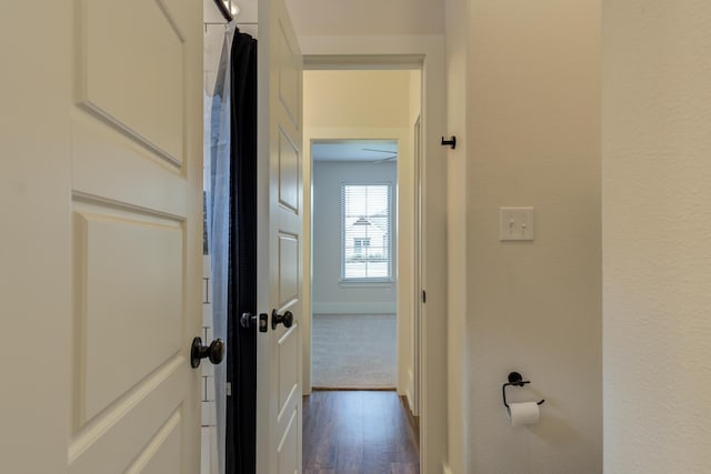 4603 140th St, Lubbock, TX 79424 - hallway with dark wood-style floors and baseboards