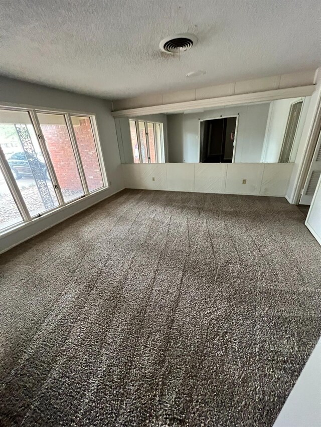 spare room featuring carpet and a textured ceiling