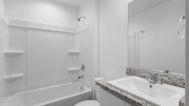 full bathroom featuring vanity, toilet, and shower / bath combination