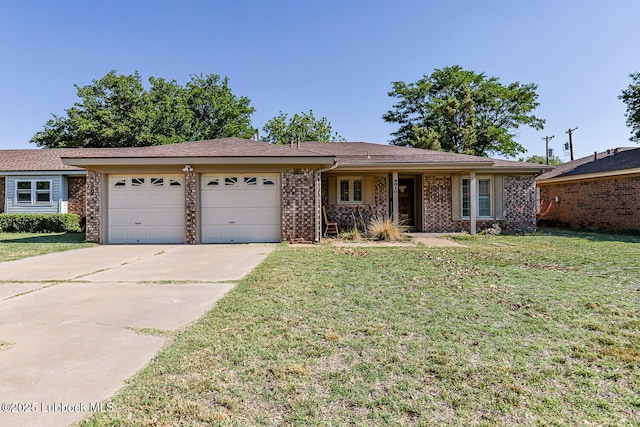 4610 63rd St, Lubbock, TX 79414 - ranch-style home featuring an attached garage, concrete driveway, brick siding, and a front yard