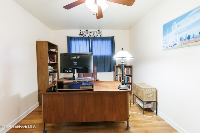 2806 58th St, Lubbock, TX 79413 - office with a ceiling fan, wood finished floors, and baseboards