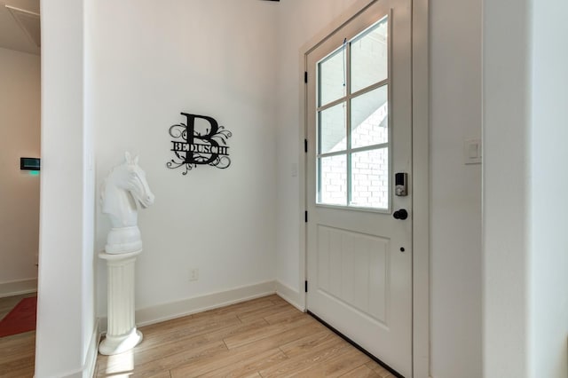 doorway with light hardwood / wood-style floors