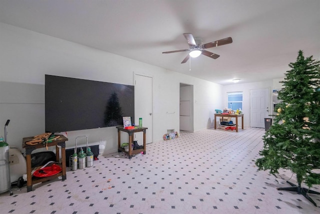 game room featuring ceiling fan