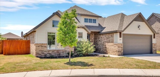 6803 52nd St, Lubbock, TX 79407 - view of front of property featuring an attached garage, brick siding, driveway, and roof with shingles