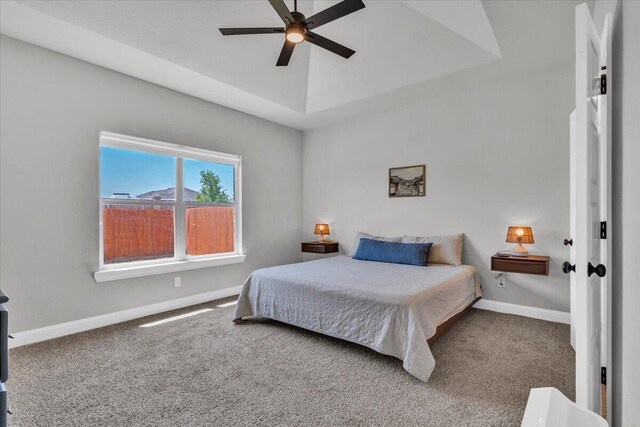 6803 52nd St, Lubbock, TX 79407 - carpeted bedroom with baseboards and ceiling fan
