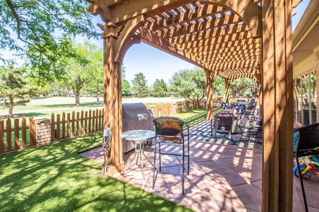 view of patio / terrace featuring a pergola