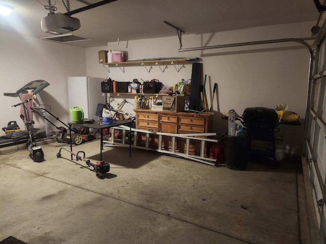 garage with a garage door opener