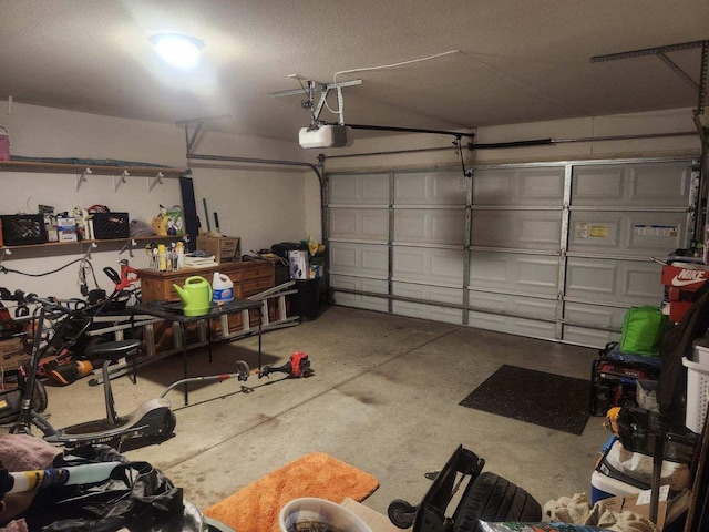 garage with a garage door opener